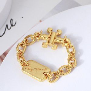 Tory Burch Square Brand Matte Thick Chain Bracelet